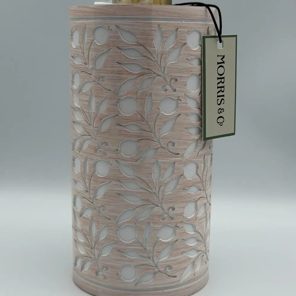 Morris & Co Botanical Soap Lotion Dispenser Pump Pink White Leaves Floral NWT